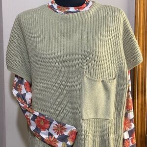 Sweater vest. Size OSFA. Green. Sheer layering top sold separately.